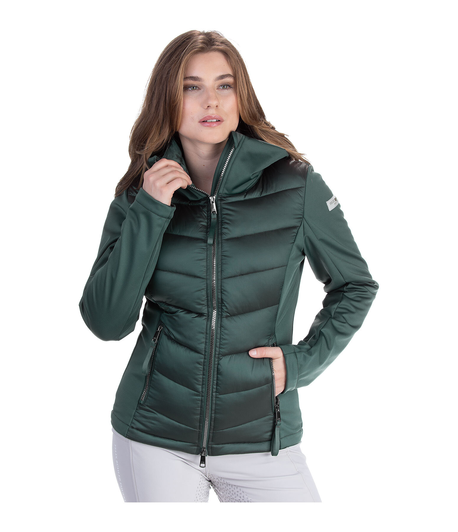 softshell combi rij-jas Claire met capuchon