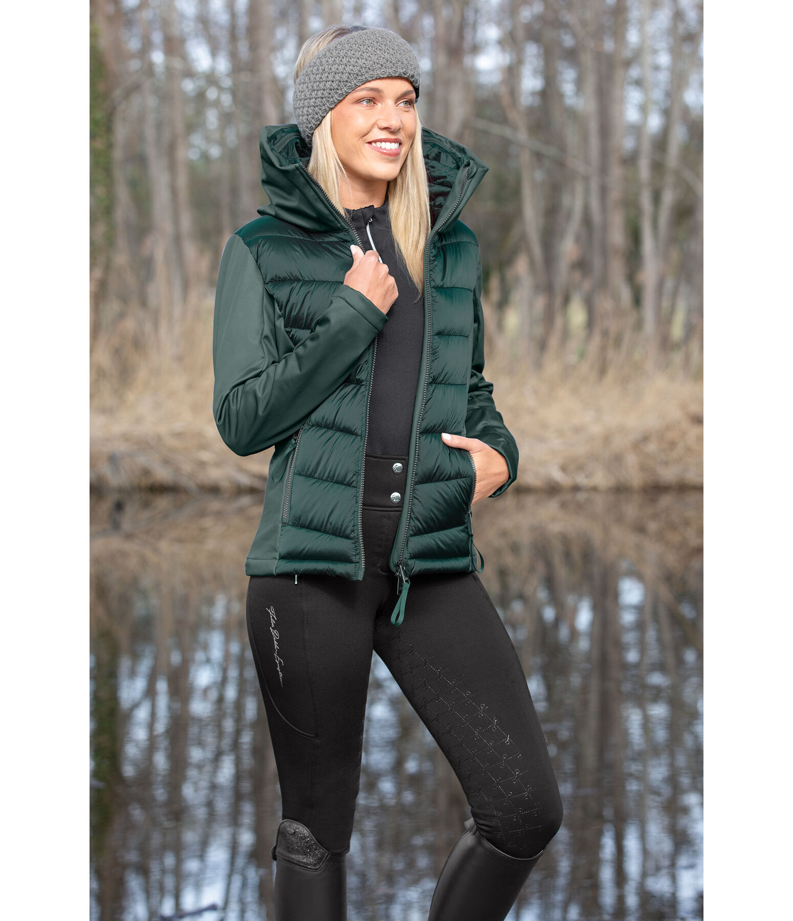 softshell combi rij-jas Claire met capuchon